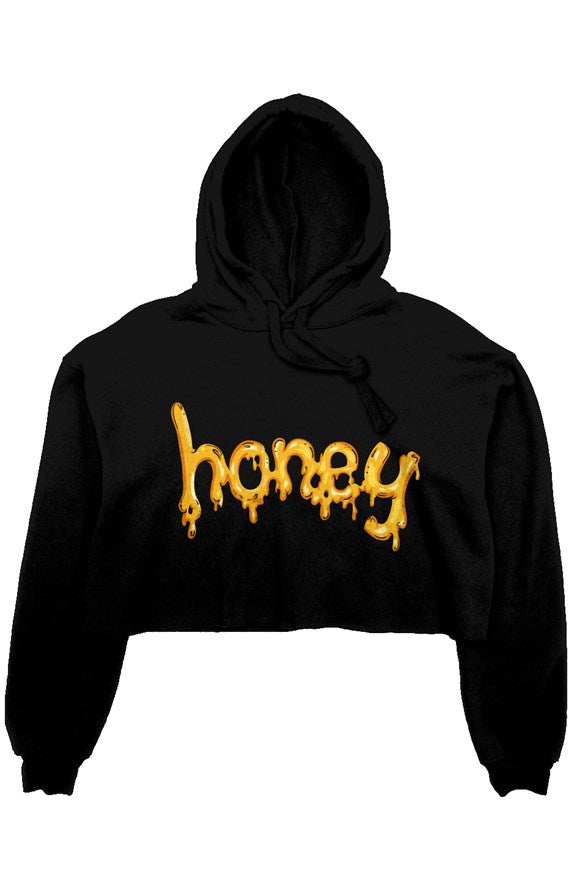 crop fleece hoodie- honey drip