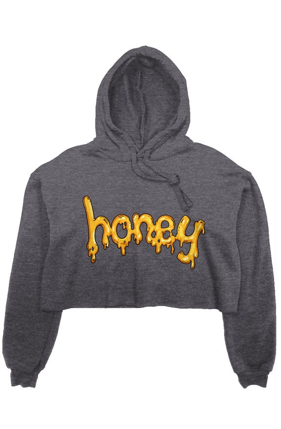 crop fleece hoodie- honey drip